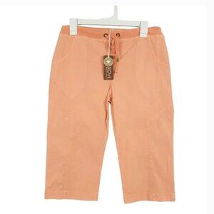NWT XCVI Peachy Coral Aiden Drawstring Pull On Capri Crop Pants SIZE SMALL